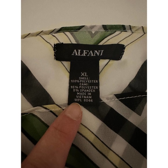 Women Alfani XL abstract floral green sheer cami 2-layered kimono sleeve - Picture 2 of 10